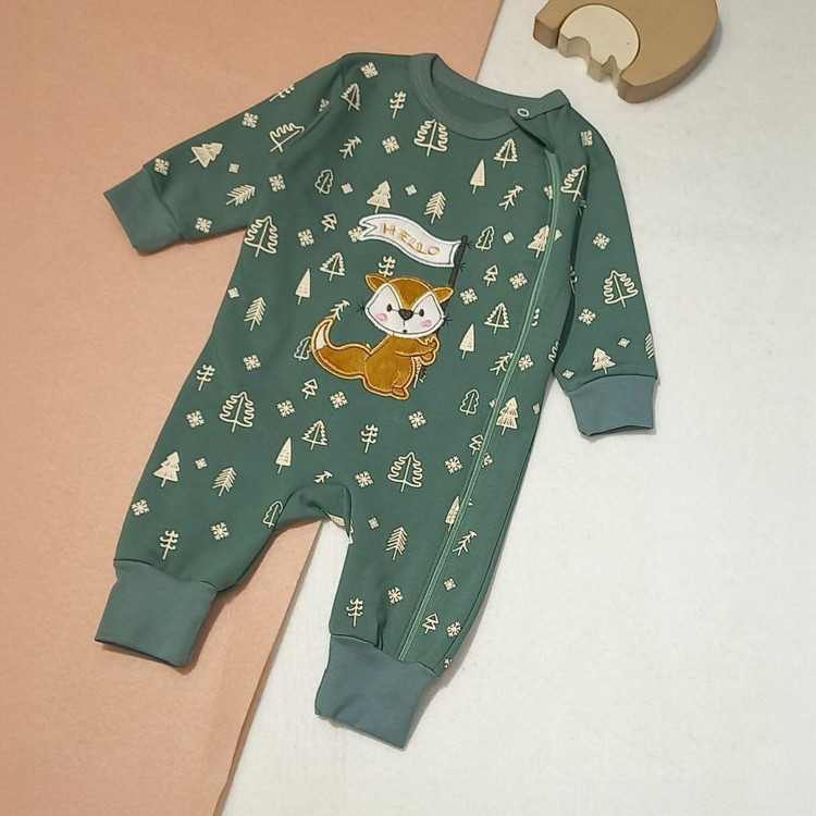 خرید سرهمی زیپی پنبه طرح روباه | babymi | سایزبندی 3 تا 24 ماهگی | فروشگاه پوشاک بی بی ست