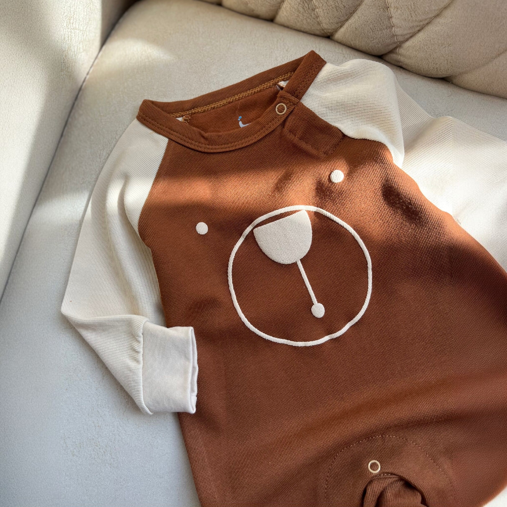 خرید سرهمی دکمه ای پنبه طرح خرس | babymi | سایزبندی 3 تا 24 ماه | فروشگاه پوشاک بی بی ست