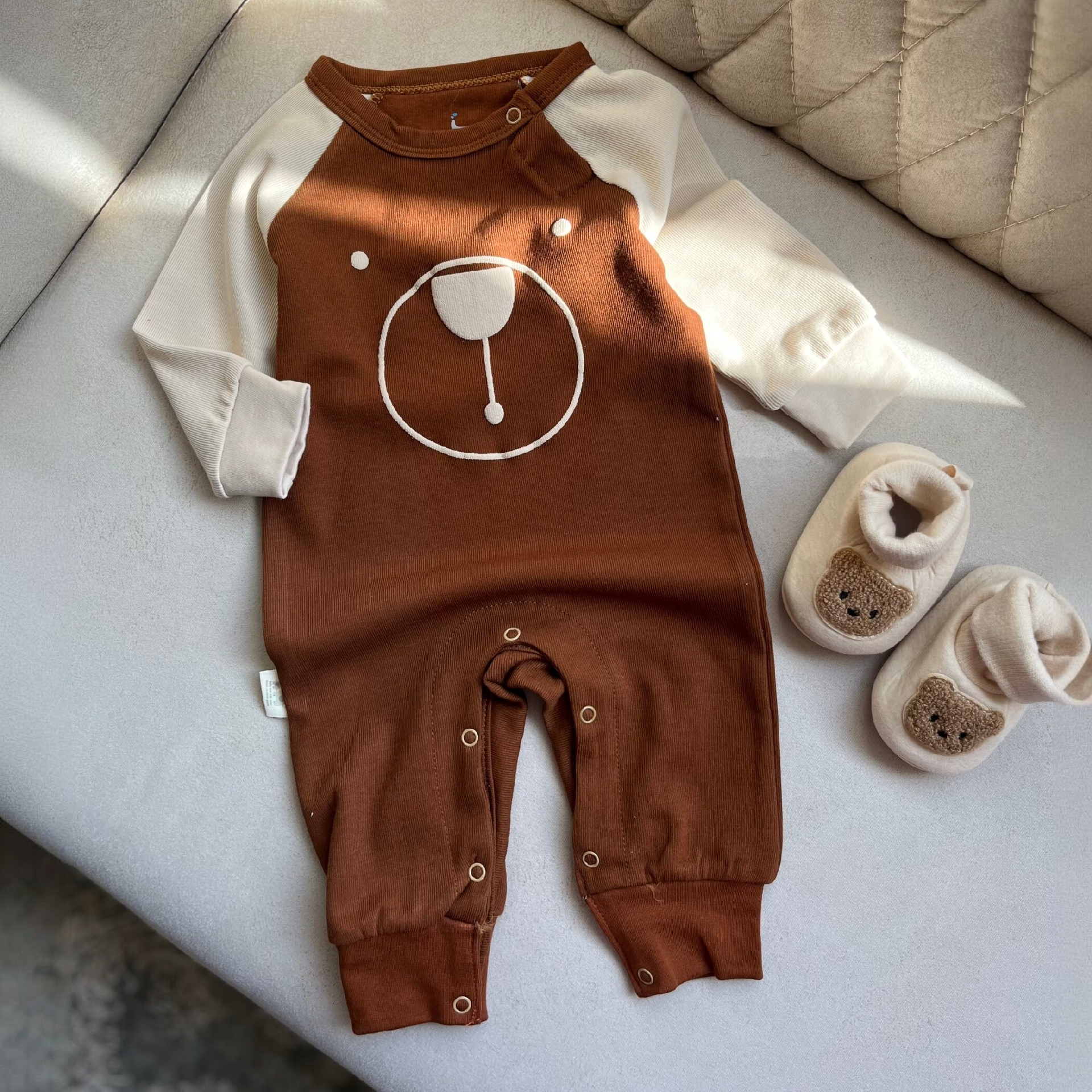 خرید سرهمی دکمه ای پنبه طرح خرس | babymi | سایزبندی 3 تا 24 ماه | فروشگاه پوشاک بی بی ست