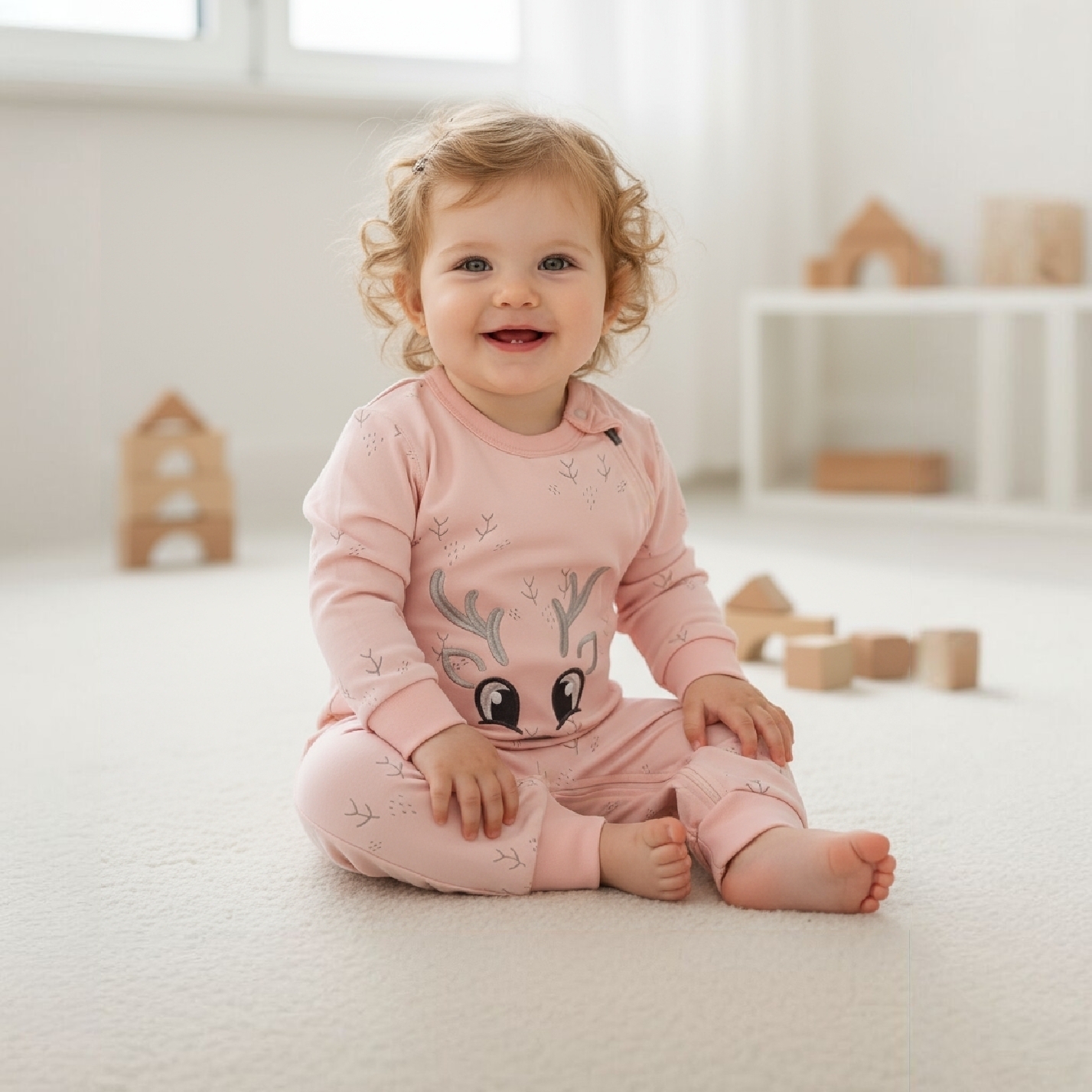 خرید سرهمی زیپی پنبه طرح گوزن | babymi | سایزبندی 3 تا 24 ماهگی | فروشگاه پوشاک بی بی ست