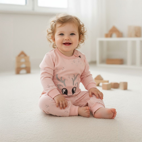 خرید سرهمی زیپی پنبه طرح گوزن | babymi | سایزبندی 3 تا 24 ماهگی | فروشگاه پوشاک بی بی ست