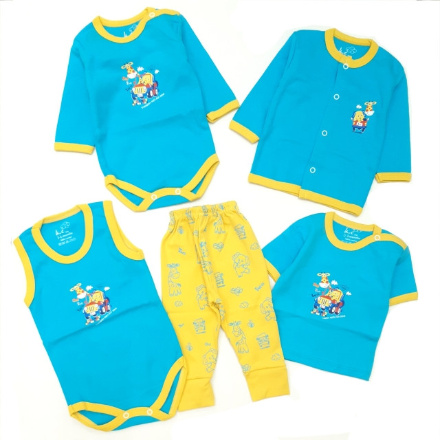 خرید سرویس باز نوزادی پارچه پنبه طرح حیوانات مناسب 3 تا 12 ماهگی