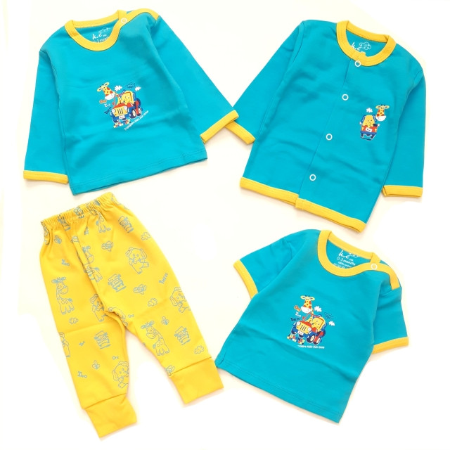 خرید سرویس باز نوزادی پارچه پنبه طرح حیوانات مناسب 3 تا 12 ماهگی