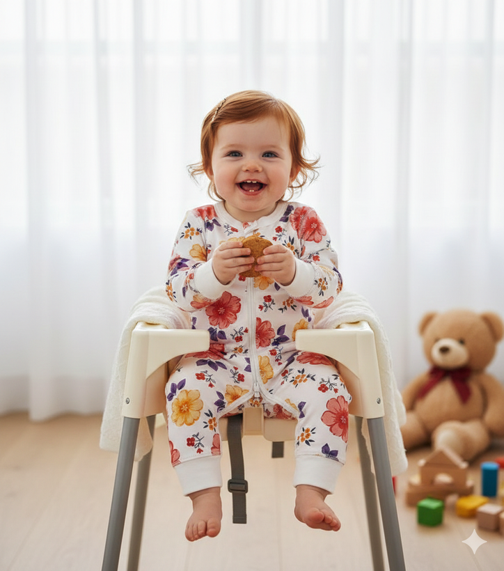 خرید سرهمی نوزادی دخترانه جنس پنبه تمام چاپ طرح گل سرخ مناسب نوزاد تا 24 ماهگی تنوع رنگ ندارد