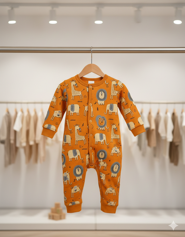 خرید سرهمی نوزادی پنبه طرح چاپدار شیر سایزبندی 0 تا 24 ماهگی تماما دکمه دار