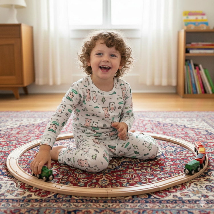 خرید آنلاین ست راحتی بچگانه طرح خرس شاد سایز 35 تا 45 مناسب سنین 1 تا 4 سال / فروشگاه بی بی ست