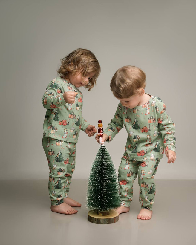 خرید آنلاین ست لباس راحتی بچگانه پنبه طرح کریسمس | سایز 6 ماه تا 4 سالگی | فروشگاه پوشاک بیبی ست