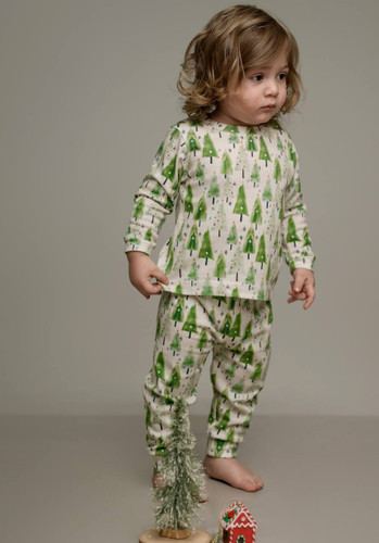 خرید آنلاین ست لباس راحتی بچگانه پنبه طرح کاج | سایز 6 ماه تا 4 سالگی | فروشگاه پوشاک بیبی ست