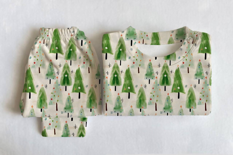 خرید آنلاین ست لباس راحتی بچگانه پنبه طرح کاج | سایز 6 ماه تا 4 سالگی | فروشگاه پوشاک بیبی ست