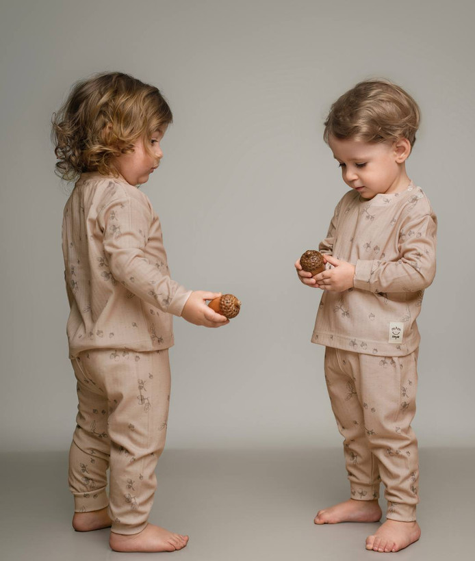 خرید آنلاین ست لباس راحتی بچگانه پنبه طرح بلوط| سایز 6 ماه تا 4 سالگی | فروشگاه پوشاک بیبی ست