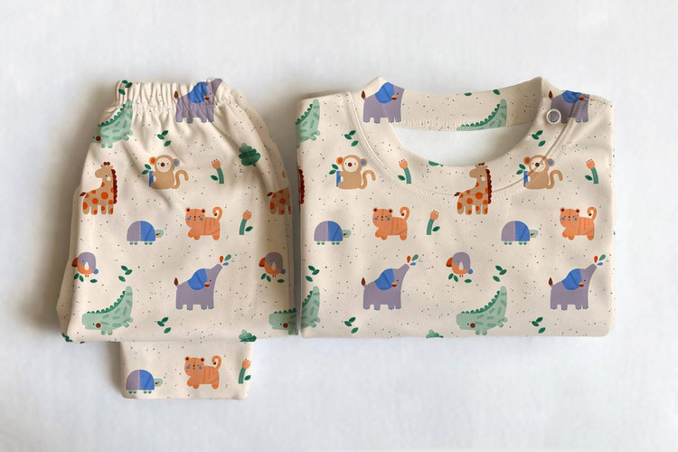خرید آنلاین ست لباس راحتی بچگانه پنبه طرح زوو | سایز 6 ماه تا 4 سالگی | فروشگاه پوشاک بیبی ست