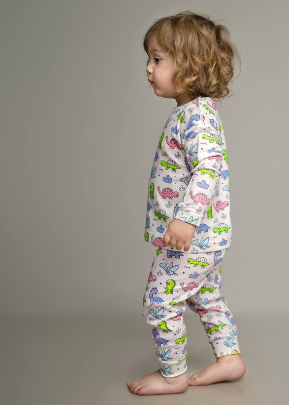 خرید آنلاین ست لباس راحتی بچگانه پنبه طرح دایناسورهای رنگی | سایز 6 ماه تا 4 سالگی | فروشگاه بیبی ست