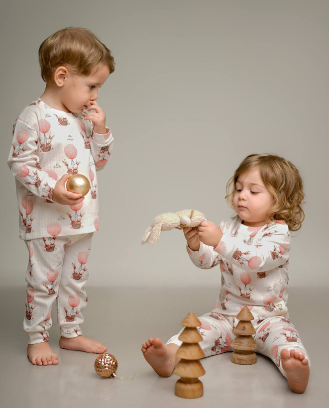 خرید آنلاین ست لباس راحتی بچگانه پنبه طرح بالون | سایز 6 ماه تا 4 سالگی | فروشگاه پوشاک بیبی ست