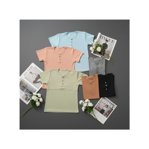 تیشرت نخی کبریتی قاپک دار