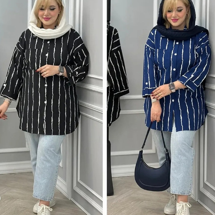 شومیز راه راه پری مشگی و سورمه ای