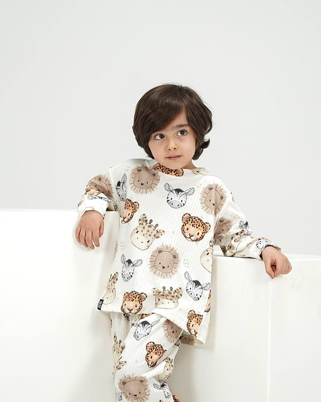 خرید بلوز و شلوار بچگونه جنس پنبه چاپ روباه و راکون سایزبندی 35 تا 60 مناسب 1.5 تا 8 سالگی