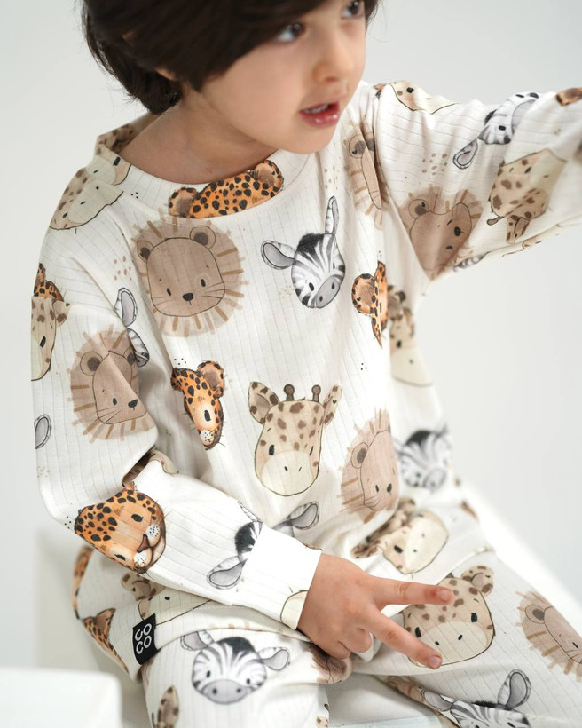 خرید بلوز و شلوار بچگونه جنس پنبه چاپ روباه و راکون سایزبندی 35 تا 60 مناسب 1.5 تا 8 سالگی