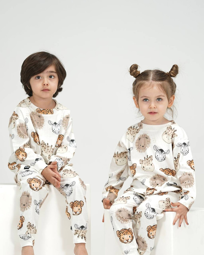 خرید بلوز و شلوار بچگونه جنس پنبه چاپ روباه و راکون سایزبندی 35 تا 60 مناسب 1.5 تا 8 سالگی