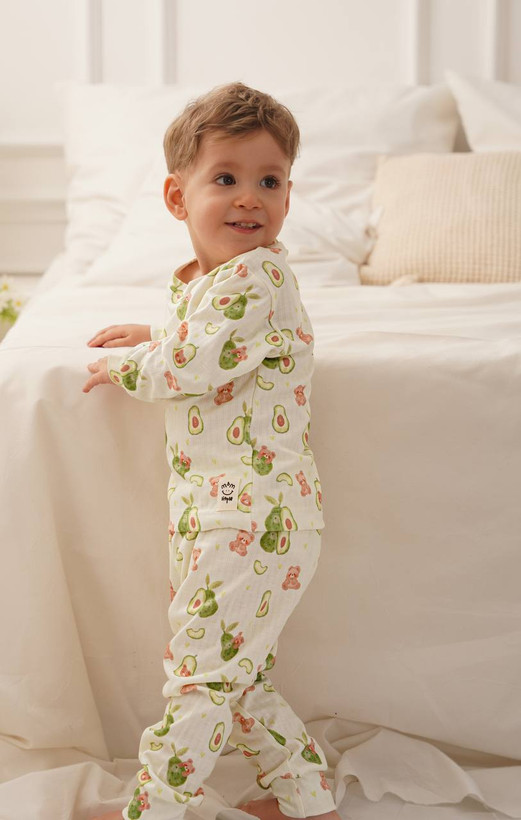خرید آنلاین ست لباس راحتی بچگانه پنبه طرح آووکادو | سایز 6 ماه تا 4 سالگی | فروشگاه بیبی ست
