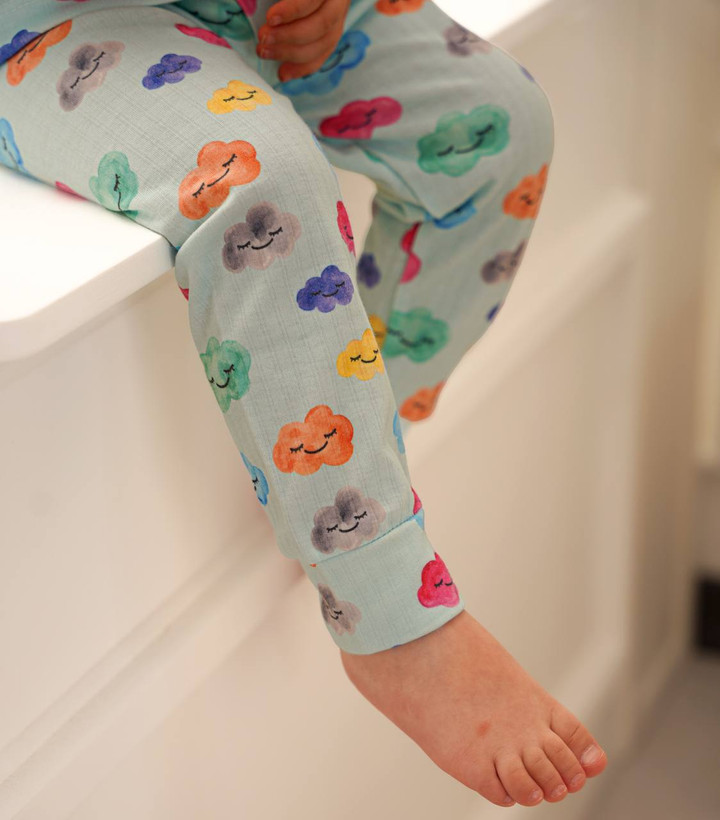 خرید ست لباس راحتی بچگانه پنبه طرح ابرهای رنگی | سایز 6 ماه تا 4 سالگی | فروشگاه بیبی ست