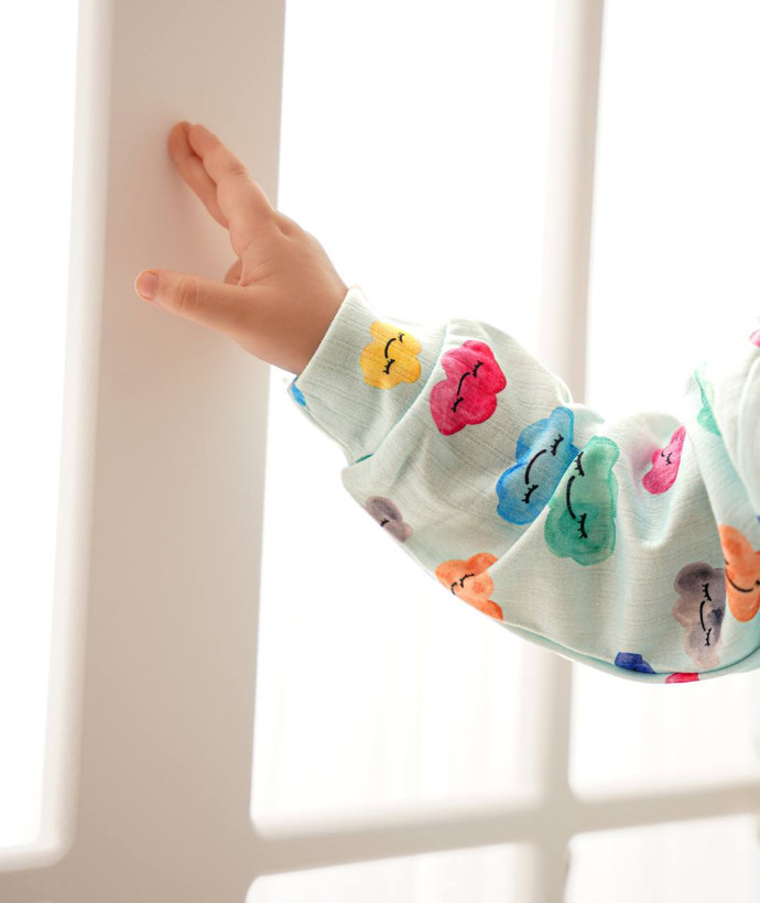 خرید ست لباس راحتی بچگانه پنبه طرح ابرهای رنگی | سایز 6 ماه تا 4 سالگی | فروشگاه بیبی ست