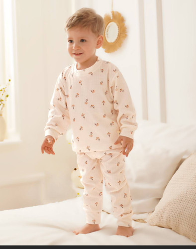 خرید ست لباس راحتی بچگانه پنبه طرح شاخه گل | سایز 6 ماه تا 4 سالگی | فروشگاه بیبی ست