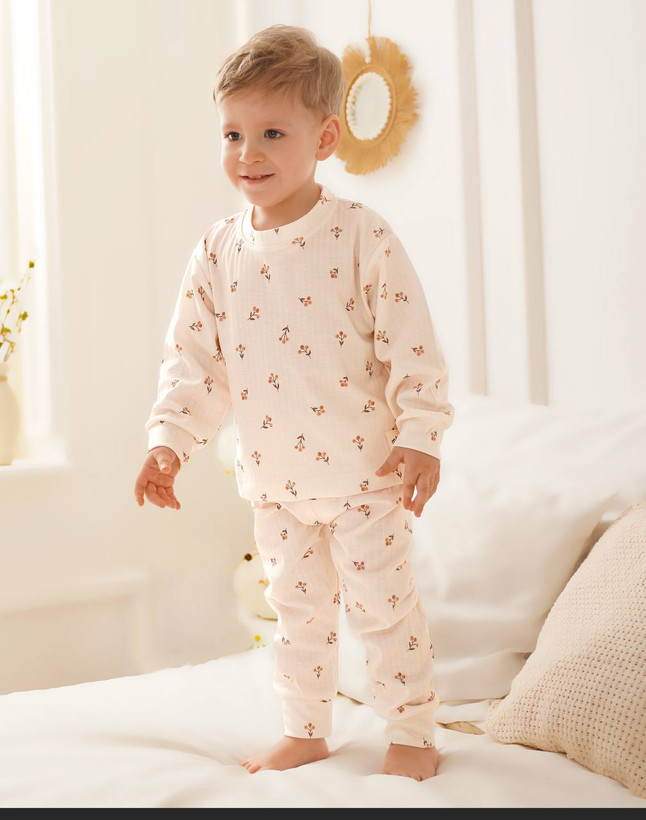 خرید ست لباس راحتی بچگانه پنبه طرح شاخه گل | سایز 6 ماه تا 4 سالگی | فروشگاه بیبی ست