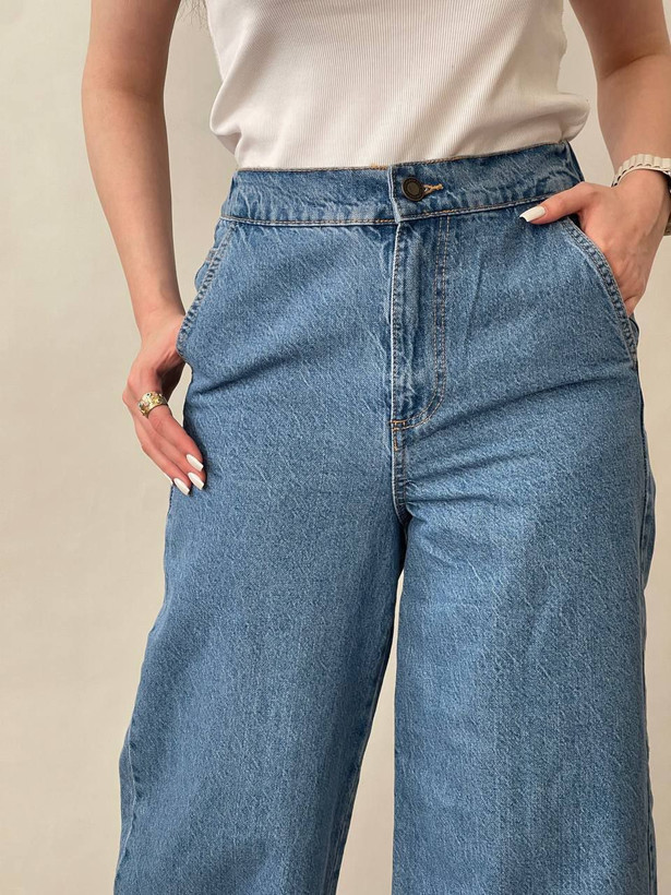 شلوار جین کاغذی کمر کشی فول بگ زنانه برند Primark محصول انگلیس مناسب سایز 36 تا 46