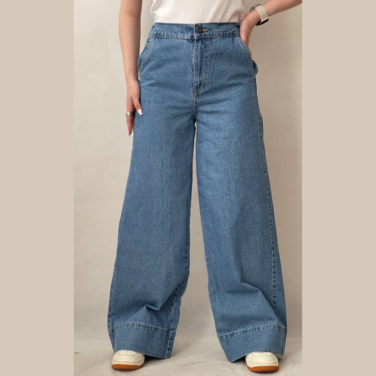 شلوار جین کاغذی کمر کشی فول بگ زنانه برند Primark محصول انگلیس مناسب سایز 36 تا 46