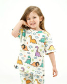 خرید لباس راحتی مادر و کودک جنس پنبه چاپ دایناسوری مناسب سنین 1.5 تا 8 سال و سایز free مناسب 36 تا 48