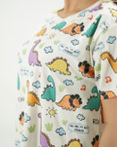 خرید لباس راحتی مادر و کودک جنس پنبه چاپ دایناسوری مناسب سنین 1.5 تا 8 سال و سایز free مناسب 36 تا 48