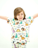 خرید لباس راحتی مادر و کودک جنس پنبه چاپ دایناسوری مناسب سنین 1.5 تا 8 سال و سایز free مناسب 36 تا 48