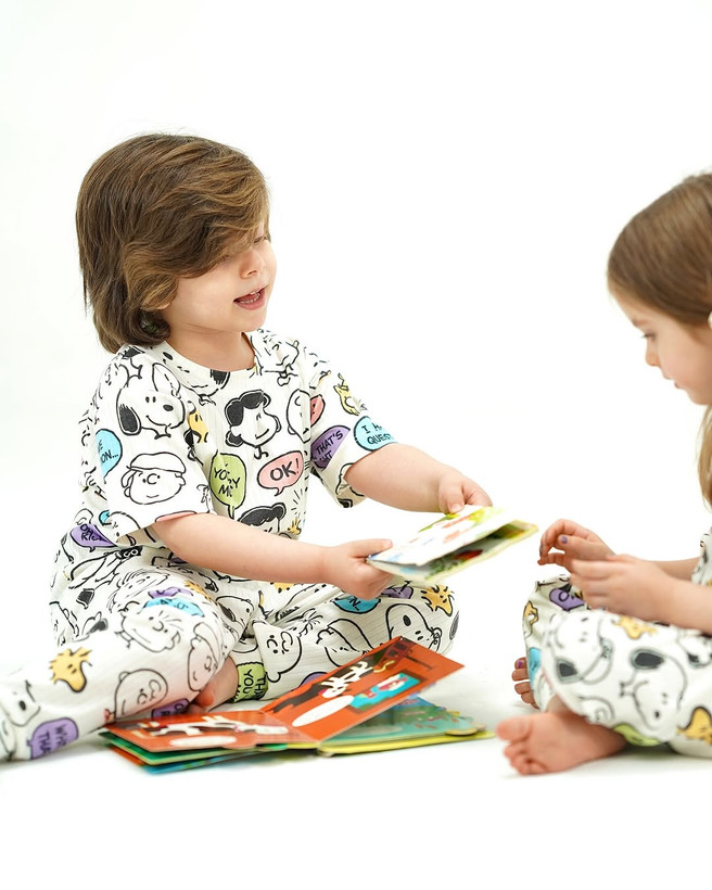 خرید لباس راحتی مادر و کودک جنس پنبه چاپ اسنوپی مناسب سنین 1.5 تا 8 سال و سایز free مناسب 36 تا 48