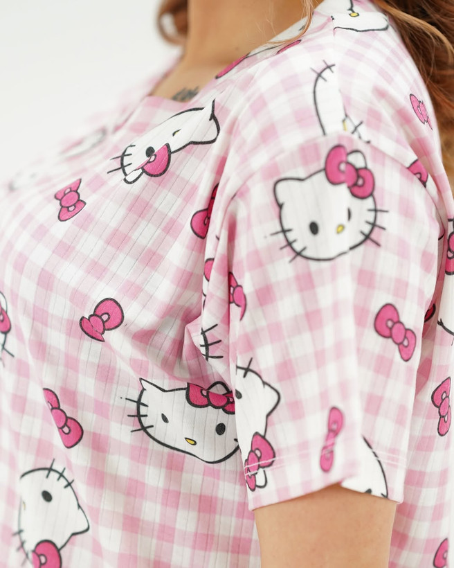 خرید لباس راحتی مادر و کودک جنس پنبه چاپ کیتی مناسب سنین 1.5 تا 8 سال و سایز free مناسب 36 تا 48