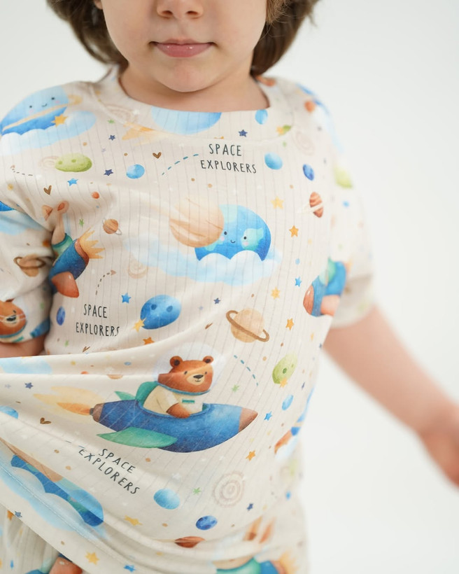 خرید لباس راحتی مادر و کودک جنس پنبه چاپ خرس مناسب سنین 1.5 تا 8 سال و سایز free مناسب 36 تا 48