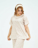 خرید لباس راحتی مادر و کودک جنس پنبه چاپ پلنگی مناسب سنین 1.5 تا 8 سال و سایز free مناسب 36 تا 48