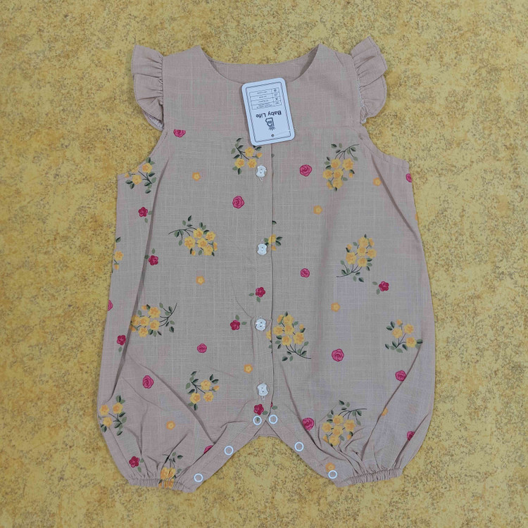 خرید رامپر لینن پنبه دخترانه طرحهای متنوع از برند بی بی لایف مناسب سنین 6 الی 36 ماهگی