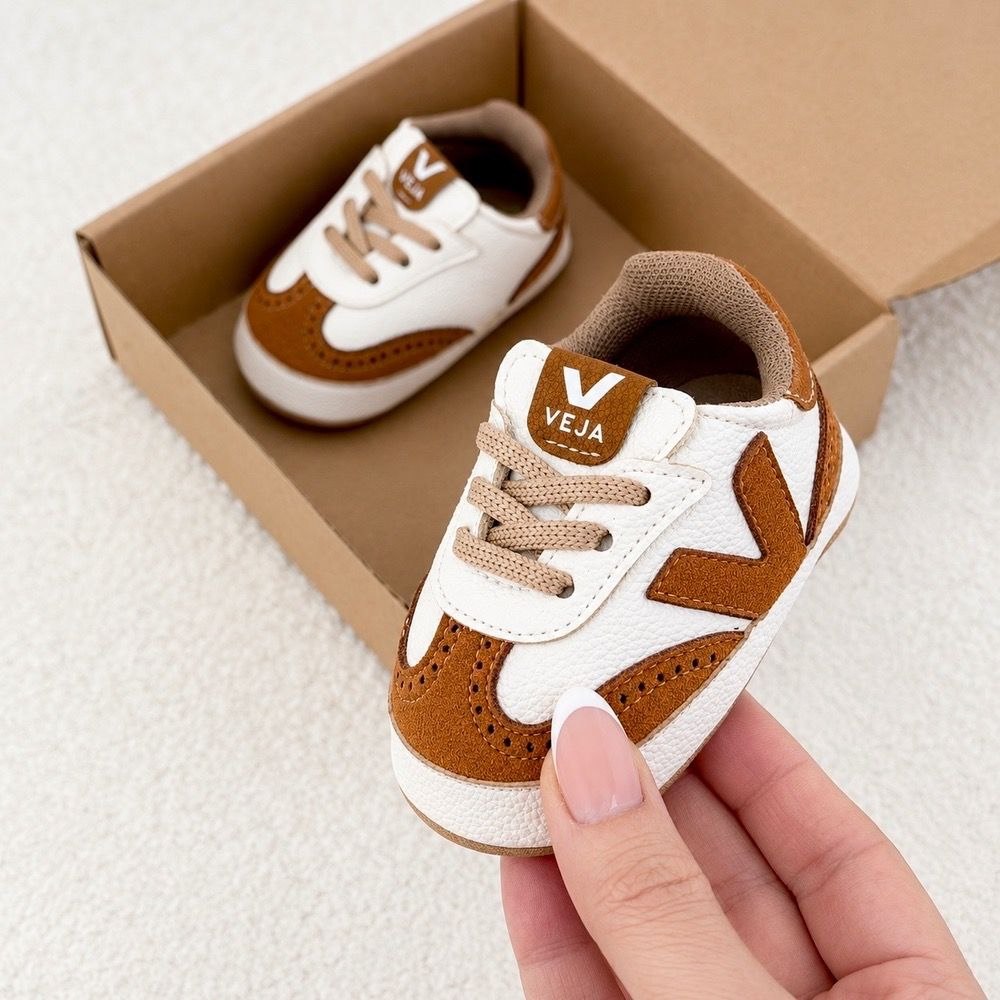 خرید اینترنتی پاپوش نوزادی کتونی ونس Vans veja قهوه‌ای سایز نوزاد تا 18 ماهگی (10.5 تا 12.5 سانتیمتر)
